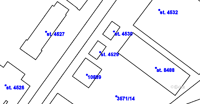 Parcela st. 4529 v KÚ Hodonín, Katastrální mapa