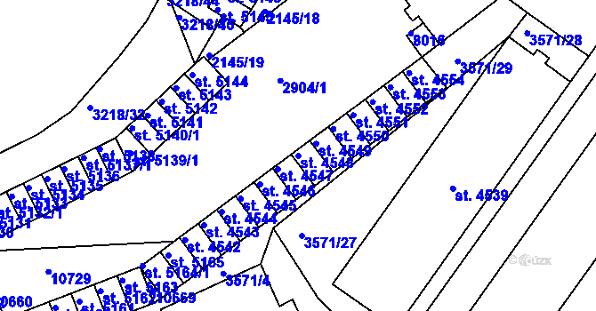 Parcela st. 4548 v KÚ Hodonín, Katastrální mapa