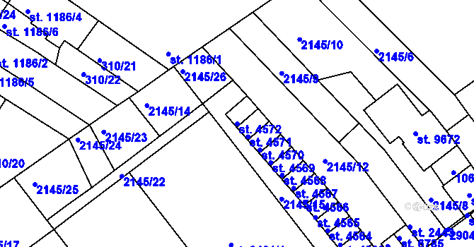 Parcela st. 4572 v KÚ Hodonín, Katastrální mapa