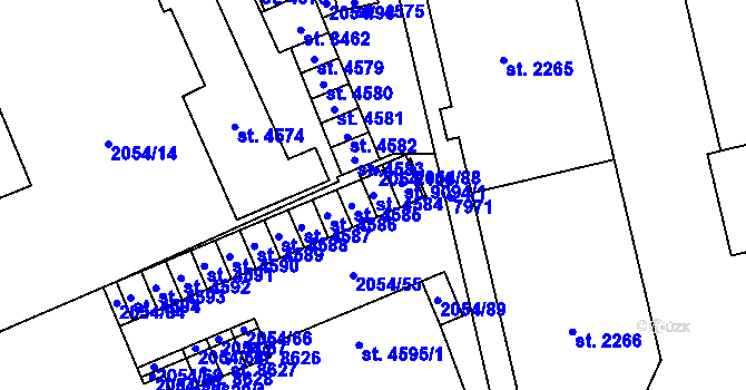 Parcela st. 4584 v KÚ Hodonín, Katastrální mapa