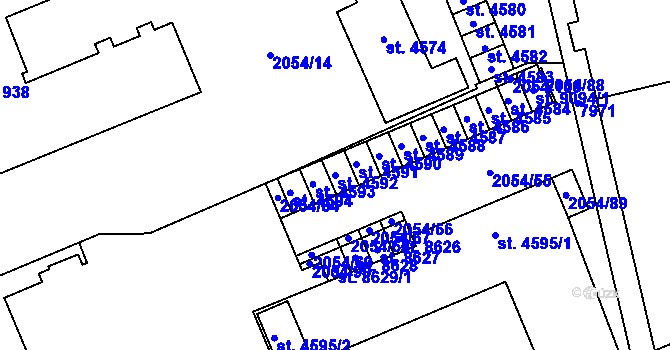 Parcela st. 4592 v KÚ Hodonín, Katastrální mapa
