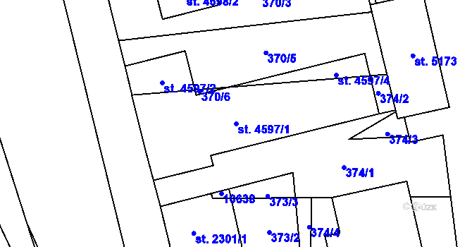 Parcela st. 4597/1 v KÚ Hodonín, Katastrální mapa