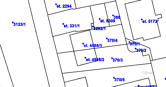 Parcela st. 4598/1 v KÚ Hodonín, Katastrální mapa