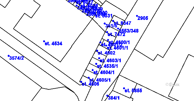 Parcela st. 4602 v KÚ Hodonín, Katastrální mapa