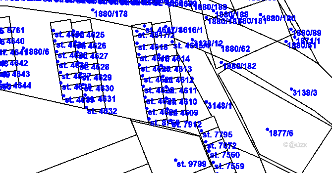 Parcela st. 4611 v KÚ Hodonín, Katastrální mapa