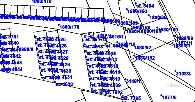 Parcela st. 4614 v KÚ Hodonín, Katastrální mapa