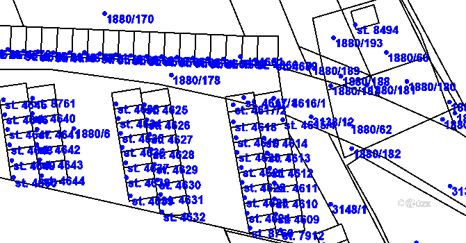 Parcela st. 4618 v KÚ Hodonín, Katastrální mapa