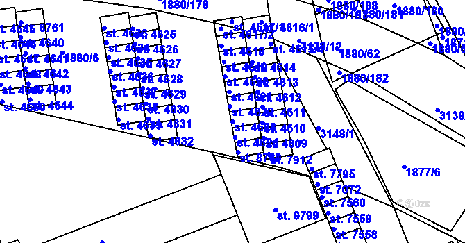 Parcela st. 4623 v KÚ Hodonín, Katastrální mapa