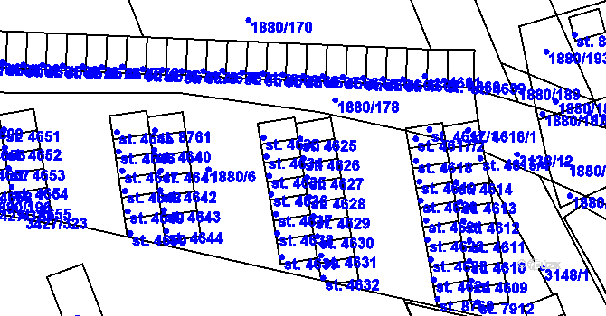Parcela st. 4626 v KÚ Hodonín, Katastrální mapa
