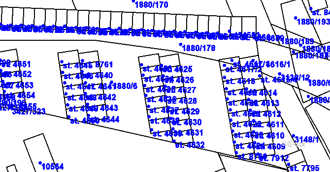 Parcela st. 4627 v KÚ Hodonín, Katastrální mapa