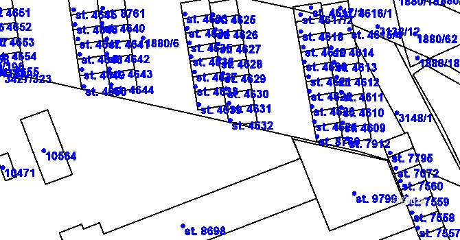 Parcela st. 4632 v KÚ Hodonín, Katastrální mapa
