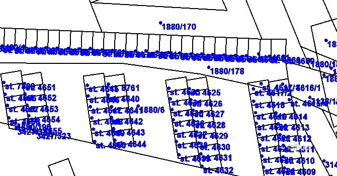 Parcela st. 4633 v KÚ Hodonín, Katastrální mapa