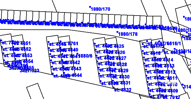 Parcela st. 4634 v KÚ Hodonín, Katastrální mapa