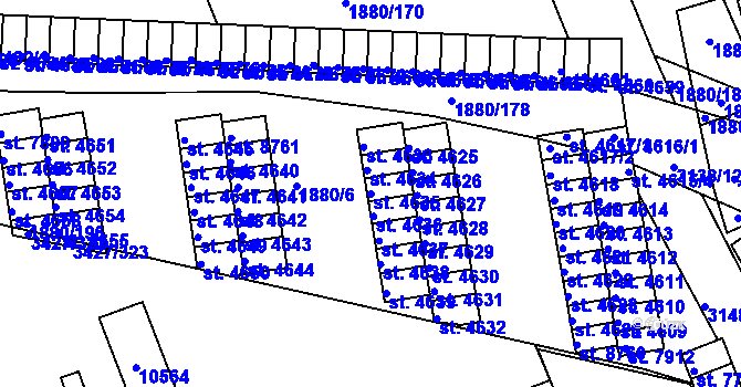 Parcela st. 4635 v KÚ Hodonín, Katastrální mapa
