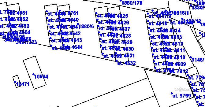 Parcela st. 4639 v KÚ Hodonín, Katastrální mapa