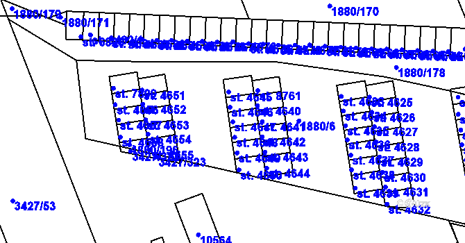 Parcela st. 4647 v KÚ Hodonín, Katastrální mapa
