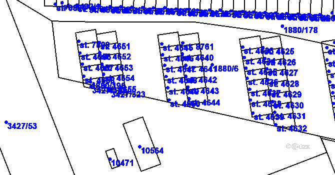 Parcela st. 4649 v KÚ Hodonín, Katastrální mapa