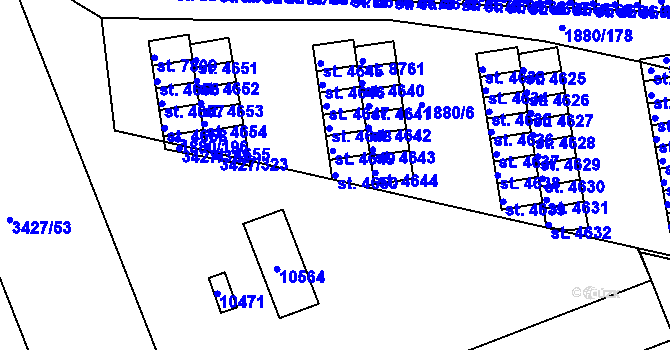 Parcela st. 4650 v KÚ Hodonín, Katastrální mapa