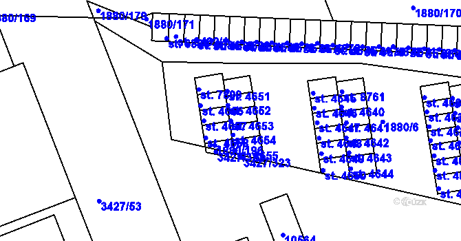 Parcela st. 4653 v KÚ Hodonín, Katastrální mapa