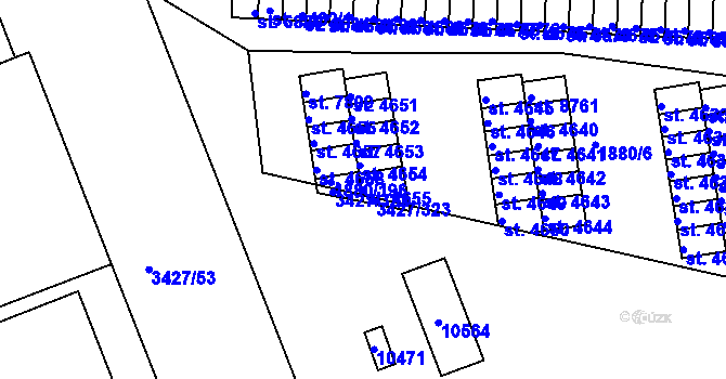 Parcela st. 4655 v KÚ Hodonín, Katastrální mapa