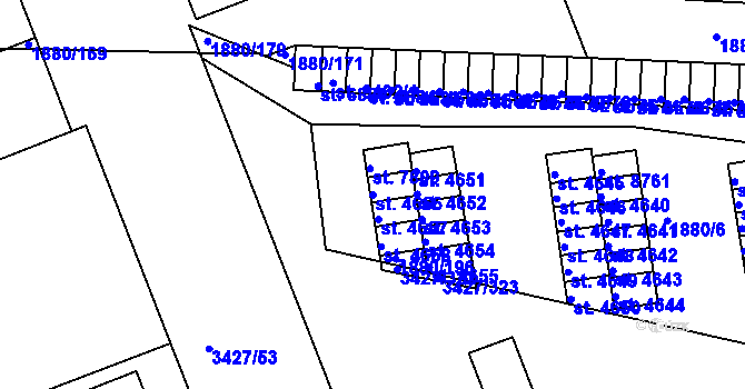 Parcela st. 4656 v KÚ Hodonín, Katastrální mapa