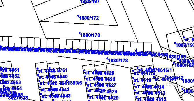 Parcela st. 4667 v KÚ Hodonín, Katastrální mapa