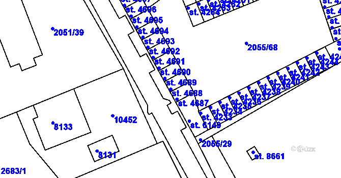 Parcela st. 4688 v KÚ Hodonín, Katastrální mapa