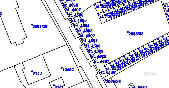 Parcela st. 4690 v KÚ Hodonín, Katastrální mapa