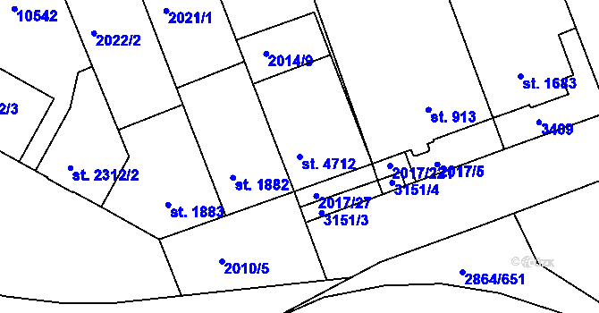 Parcela st. 4712 v KÚ Hodonín, Katastrální mapa