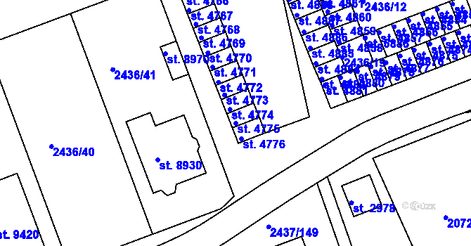 Parcela st. 4775 v KÚ Hodonín, Katastrální mapa