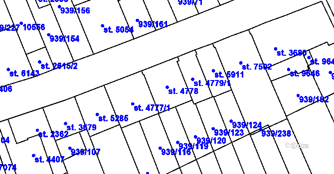 Parcela st. 4778 v KÚ Hodonín, Katastrální mapa