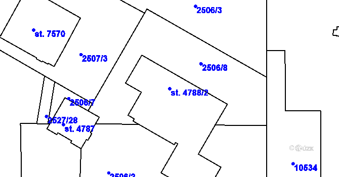 Parcela st. 4788/2 v KÚ Hodonín, Katastrální mapa
