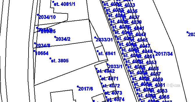 Parcela st. 4941 v KÚ Hodonín, Katastrální mapa