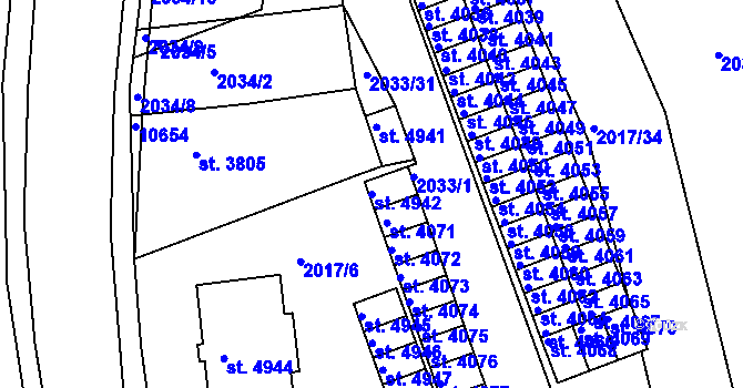 Parcela st. 4942 v KÚ Hodonín, Katastrální mapa