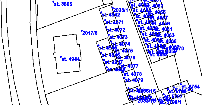 Parcela st. 4946 v KÚ Hodonín, Katastrální mapa