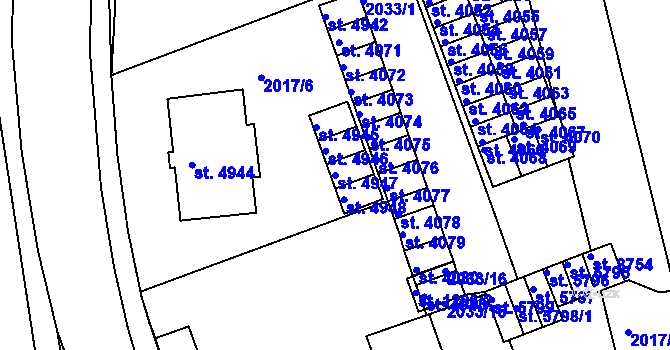 Parcela st. 4947 v KÚ Hodonín, Katastrální mapa