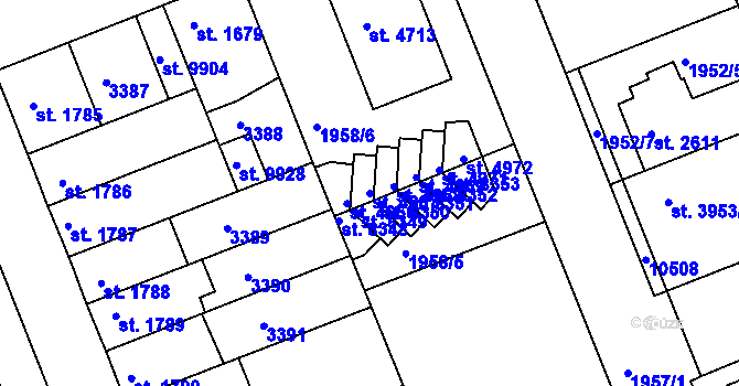 Parcela st. 4967 v KÚ Hodonín, Katastrální mapa