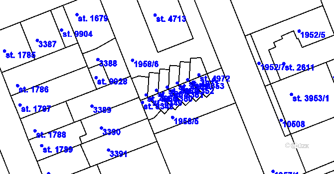 Parcela st. 4968 v KÚ Hodonín, Katastrální mapa