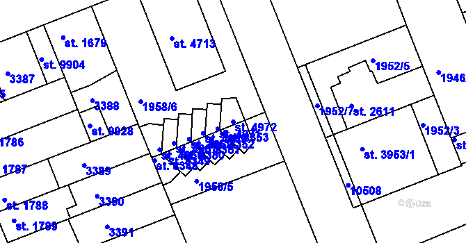 Parcela st. 4972 v KÚ Hodonín, Katastrální mapa