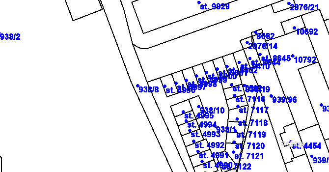 Parcela st. 4996 v KÚ Hodonín, Katastrální mapa