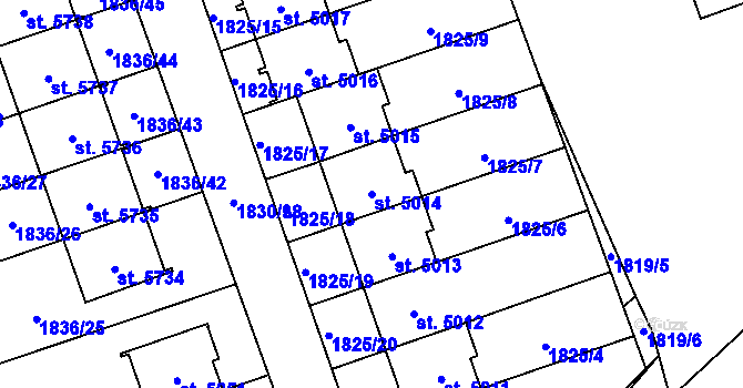 Parcela st. 5014 v KÚ Hodonín, Katastrální mapa
