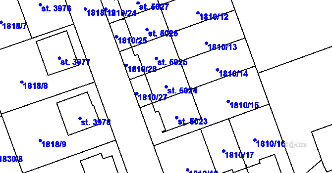 Parcela st. 5024 v KÚ Hodonín, Katastrální mapa
