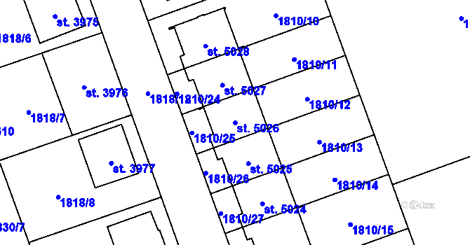 Parcela st. 5026 v KÚ Hodonín, Katastrální mapa