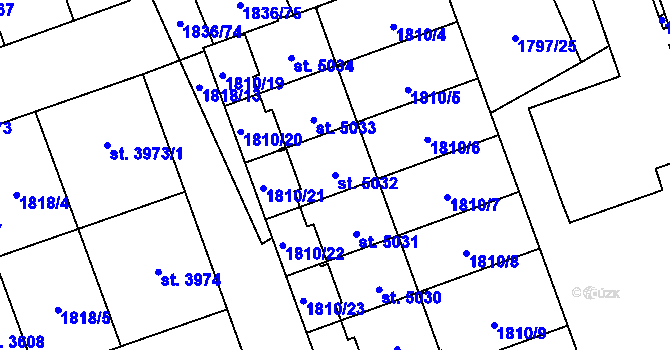 Parcela st. 5032 v KÚ Hodonín, Katastrální mapa