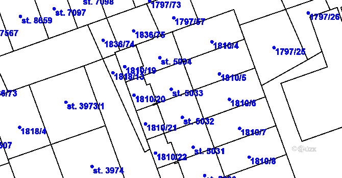 Parcela st. 5033 v KÚ Hodonín, Katastrální mapa