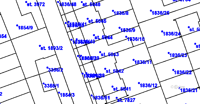 Parcela st. 5043 v KÚ Hodonín, Katastrální mapa