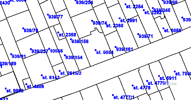 Parcela st. 5054 v KÚ Hodonín, Katastrální mapa