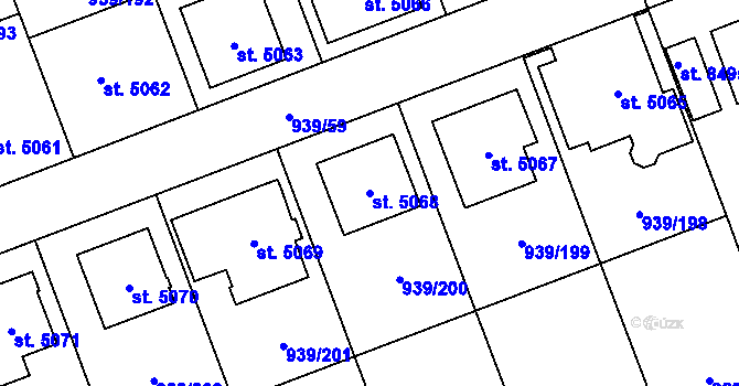 Parcela st. 5068 v KÚ Hodonín, Katastrální mapa