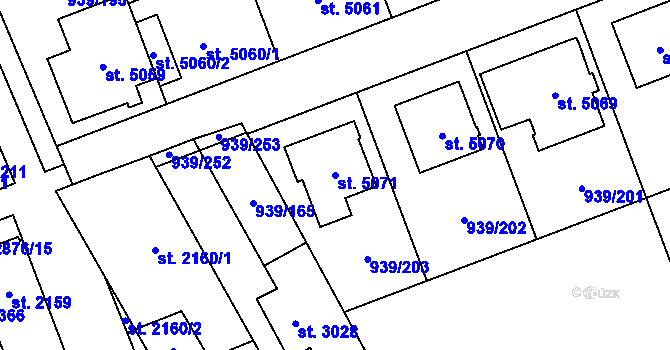 Parcela st. 5071 v KÚ Hodonín, Katastrální mapa