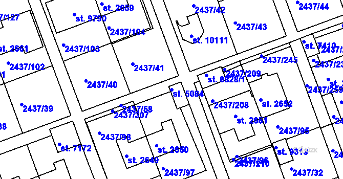 Parcela st. 5084 v KÚ Hodonín, Katastrální mapa